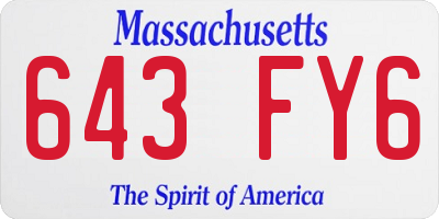 MA license plate 643FY6