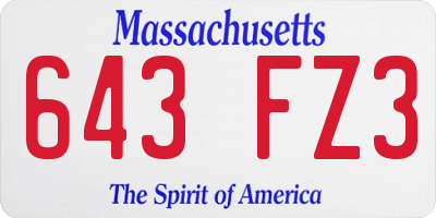 MA license plate 643FZ3
