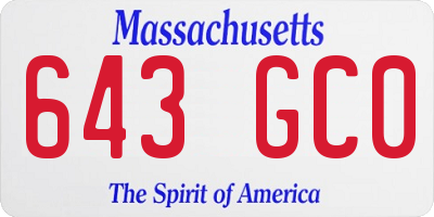 MA license plate 643GC0