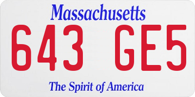 MA license plate 643GE5