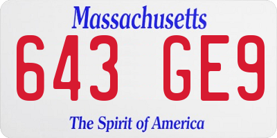 MA license plate 643GE9