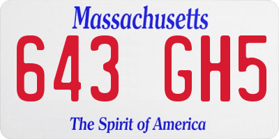 MA license plate 643GH5