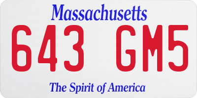 MA license plate 643GM5