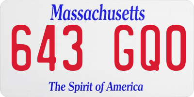 MA license plate 643GQ0