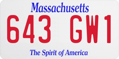 MA license plate 643GW1