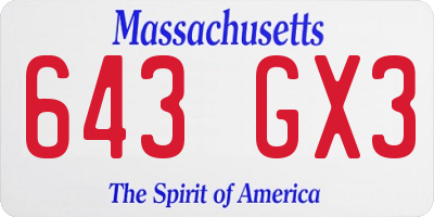 MA license plate 643GX3