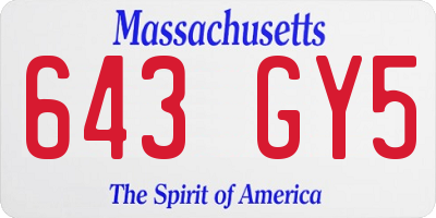 MA license plate 643GY5