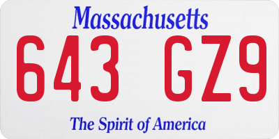 MA license plate 643GZ9