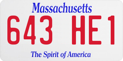 MA license plate 643HE1