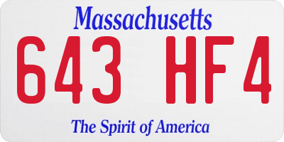 MA license plate 643HF4