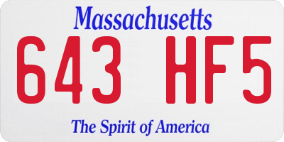 MA license plate 643HF5