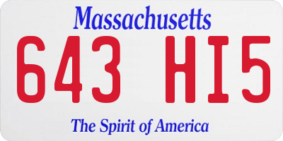 MA license plate 643HI5