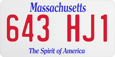 MA license plate 643HJ1