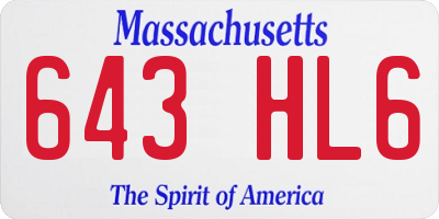 MA license plate 643HL6