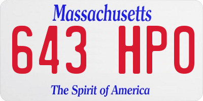 MA license plate 643HP0