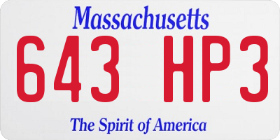 MA license plate 643HP3