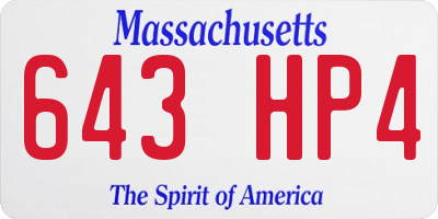 MA license plate 643HP4