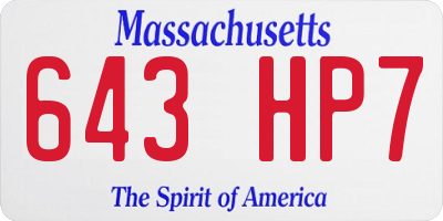 MA license plate 643HP7
