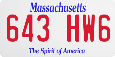 MA license plate 643HW6