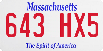 MA license plate 643HX5