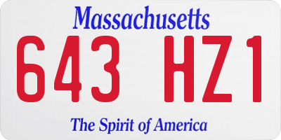 MA license plate 643HZ1