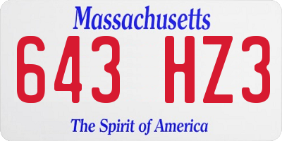 MA license plate 643HZ3