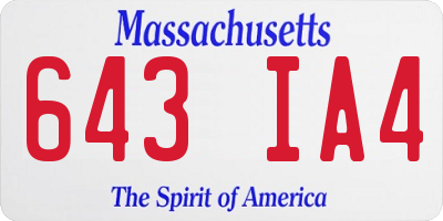 MA license plate 643IA4