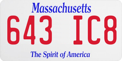 MA license plate 643IC8