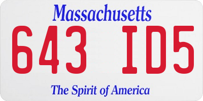 MA license plate 643ID5