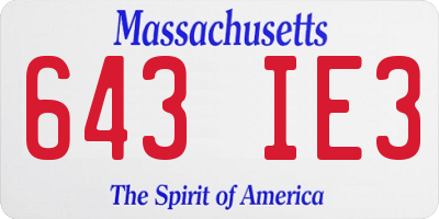 MA license plate 643IE3
