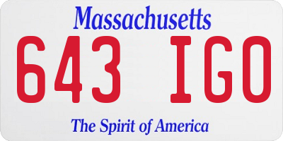 MA license plate 643IG0