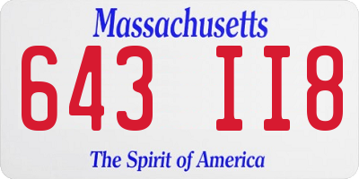 MA license plate 643II8