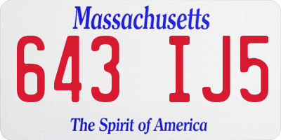 MA license plate 643IJ5