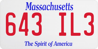 MA license plate 643IL3