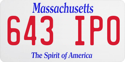 MA license plate 643IP0