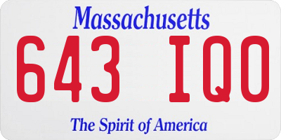 MA license plate 643IQ0