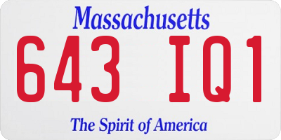 MA license plate 643IQ1