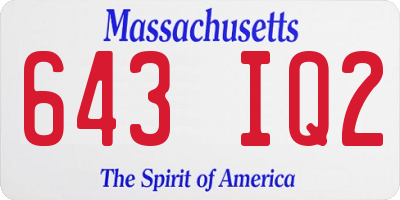 MA license plate 643IQ2