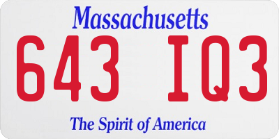 MA license plate 643IQ3