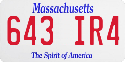 MA license plate 643IR4