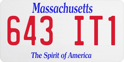 MA license plate 643IT1