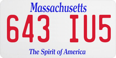 MA license plate 643IU5