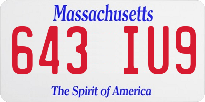 MA license plate 643IU9