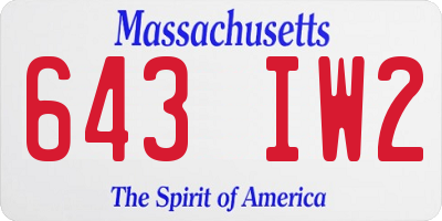 MA license plate 643IW2