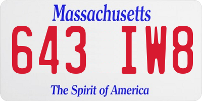 MA license plate 643IW8