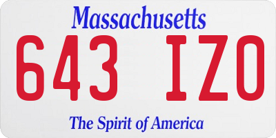 MA license plate 643IZ0