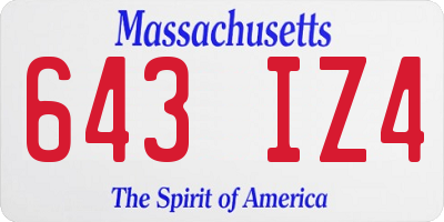 MA license plate 643IZ4