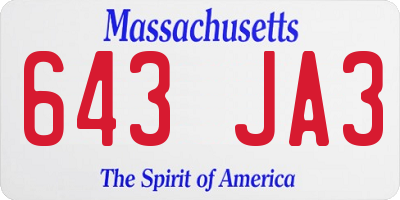 MA license plate 643JA3