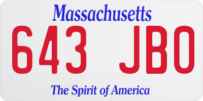 MA license plate 643JB0