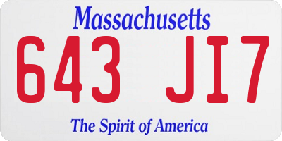 MA license plate 643JI7